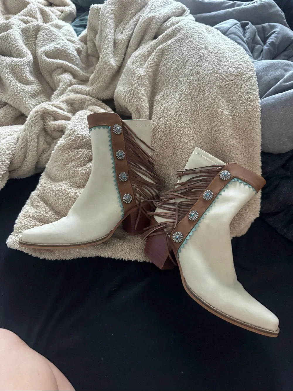 ankle cowgirl boots with fringe turquoise so cute